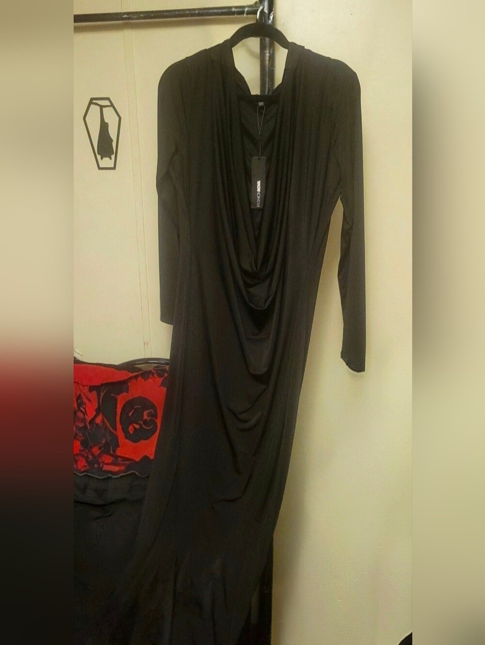 Fashion Nova deep down hooded maxi dress sexy blk morticia Addams vibe 1X NWT - Picture 5 of 17
